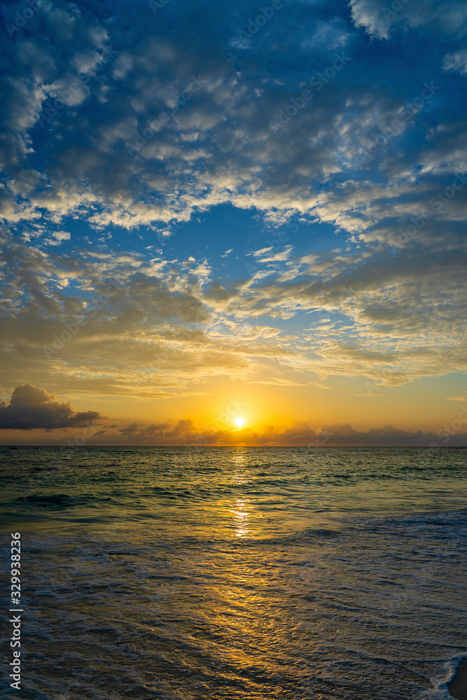 Sunrise over the Indian Ocean on the island of Zanzibar, Tanzania, Africa