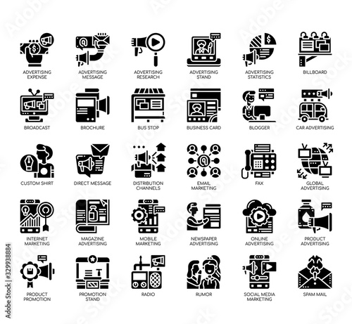 Set of advertising thin line and pixel perfect icons for any web and app project.