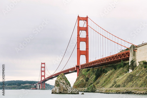 Fototapeta Naklejka Na Ścianę i Meble -  Golden Gate Bridge and Fort Point in San Francisco viewed from Marin Headlands and Fort Baker