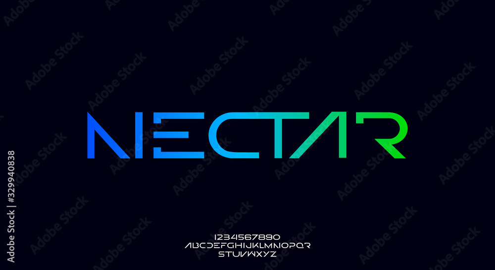 Nectar, an abstract technology futuristic alphabet font. digital space typography vector illustration design