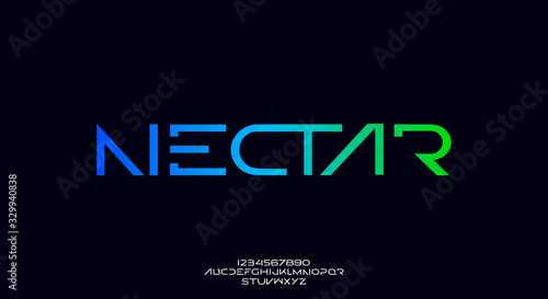 Nectar, an abstract technology futuristic alphabet font. digital space typography vector illustration design