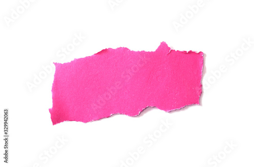 pink ripped paper isolated on white background with copy space for text