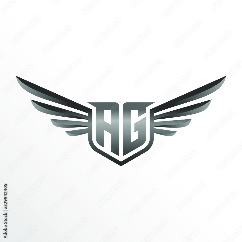 Initial Letter AG with Wings Initial Letter AG with Wings