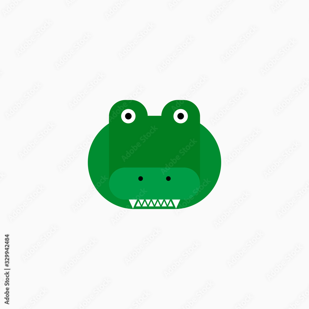 Cute cartoon Crocodile face. Sticker with funny character. Alligator Clip Art. Crocodile head icon. Flat vector illustration. Cute cartoon Crocodile face. Sticker with funny character. Alligator Clip Art. Crocodile head icon. Flat vector illustration.