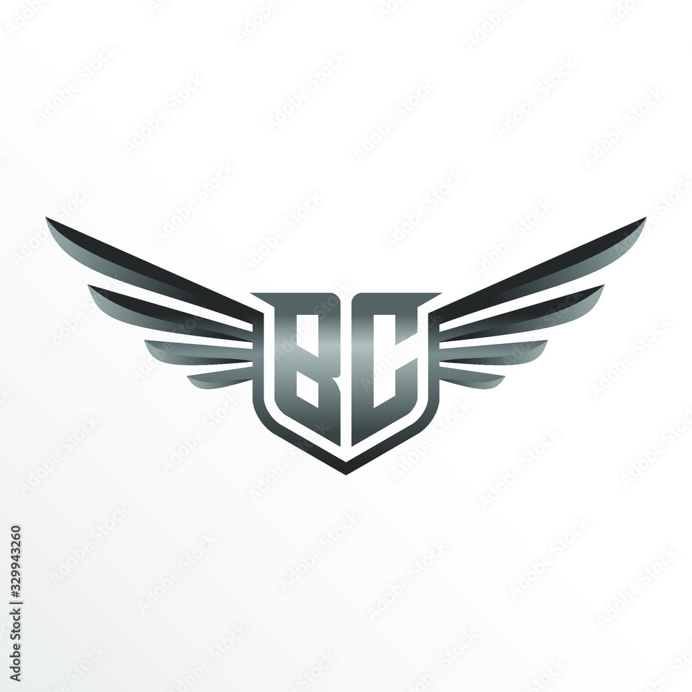 Initial Letter BC with Wings Initial Letter BC with Wings
