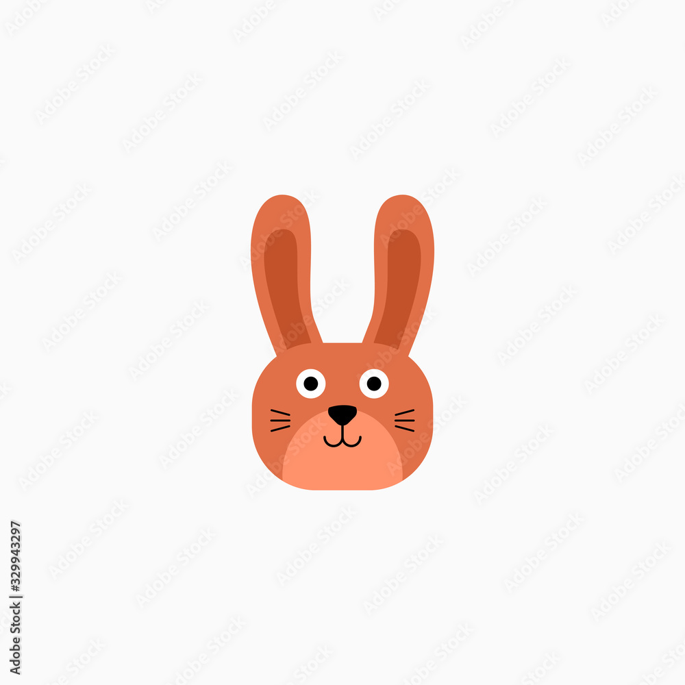Rabbit bunny face head cartoon icon. Flat design. Vector Illustration. Rabbit bunny face head cartoon icon. Flat design. Vector Illustration.