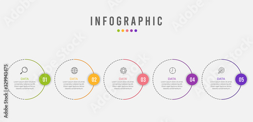 Business infographic element with 5 options, steps, number vector template design