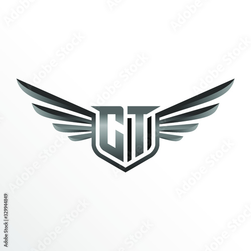 Initial Letter CT with Wings