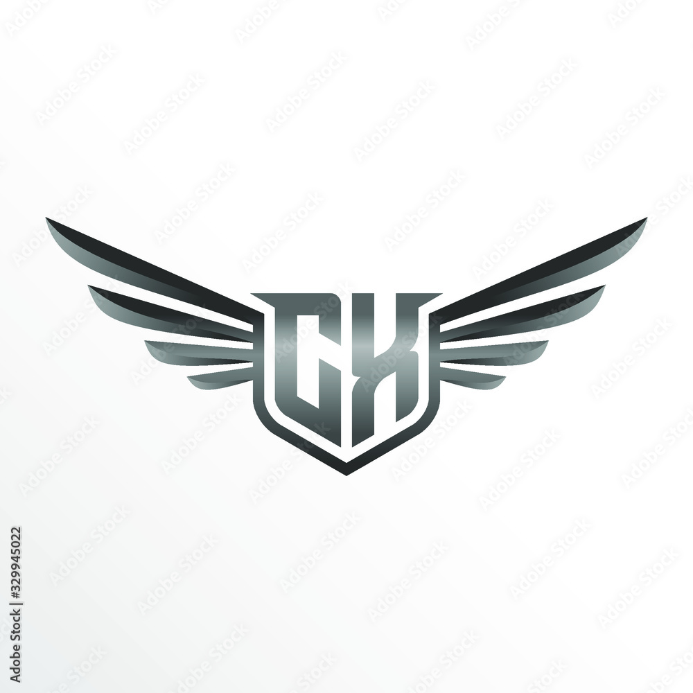 Initial Letter CX with Wings