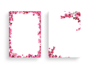 Beautiful spring flower frame, invitation, wedding card, thanks greeting, flower background