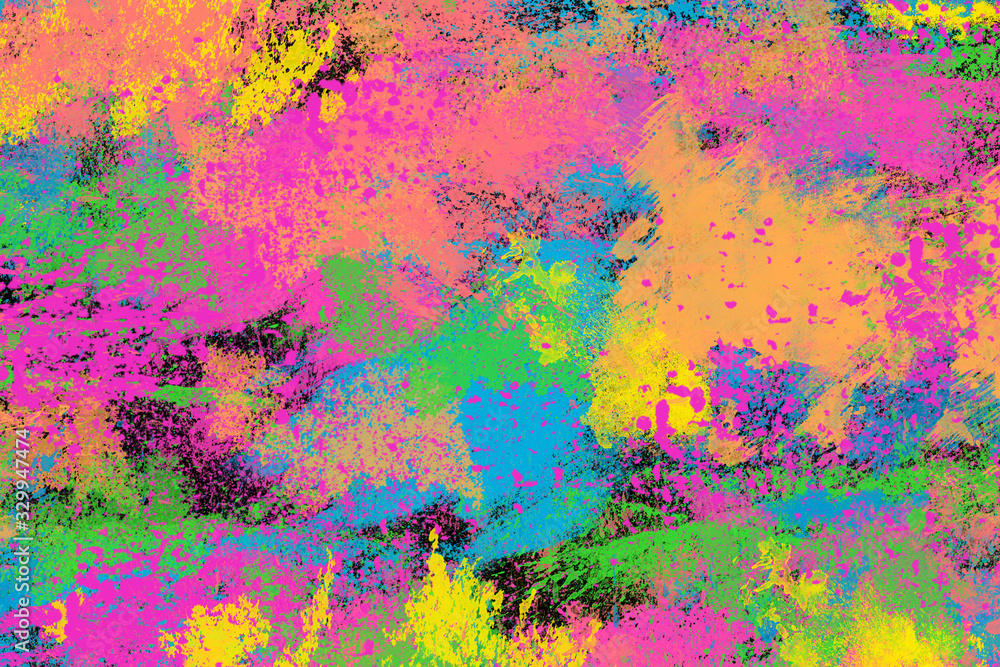 Fototapeta An abstract grunge neon paint texture background image.