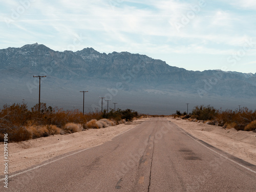 Road to Mojave dessert on sunny day.