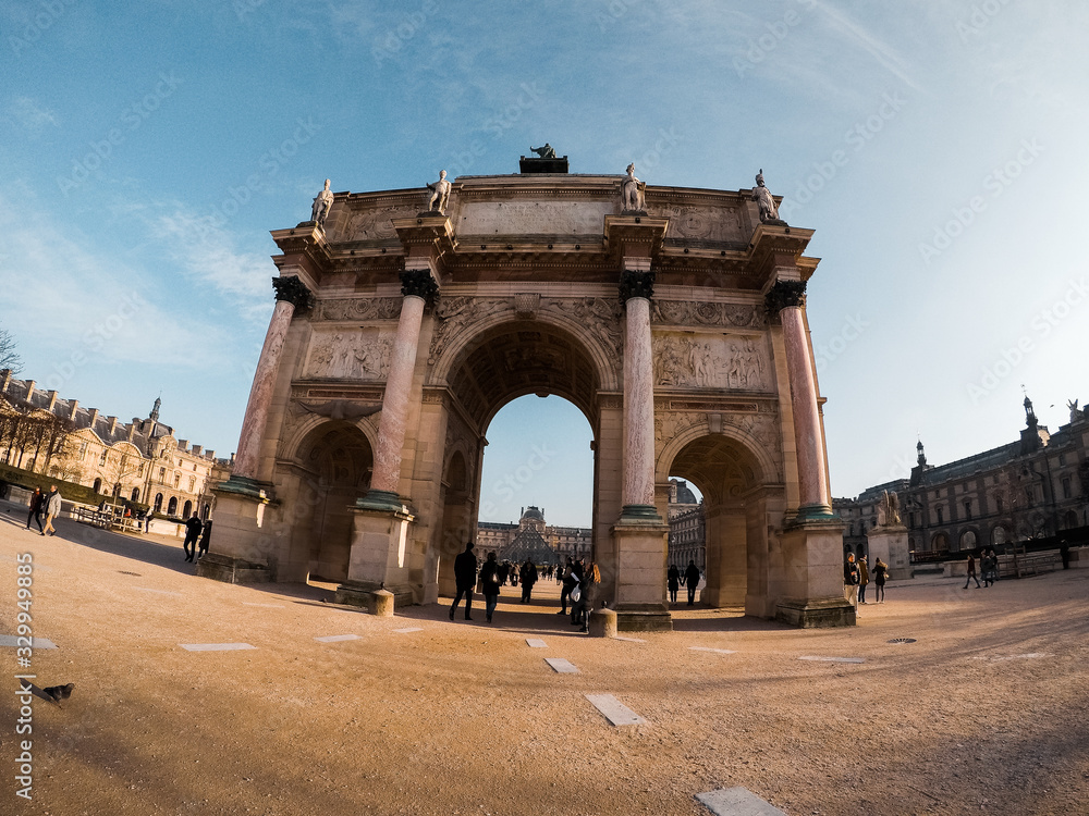 Fototapeta premium Paris, France - January 23, 2018: View from the Elysian parks of Paris.