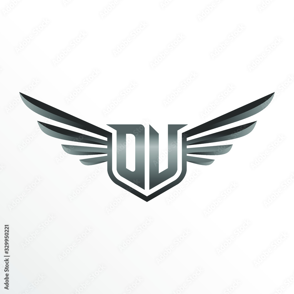 Initial Letter DV with Wings Initial Letter DV with Wings