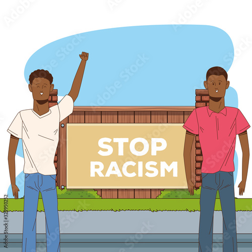 couple of afro men stop racism campaign