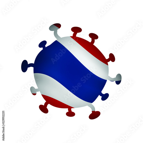 Coronavirus, Covid-19 with Thailand flag vector, Disease crisis.