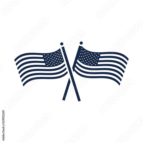 memorial day crossed flags national american celebration silhouette style icon