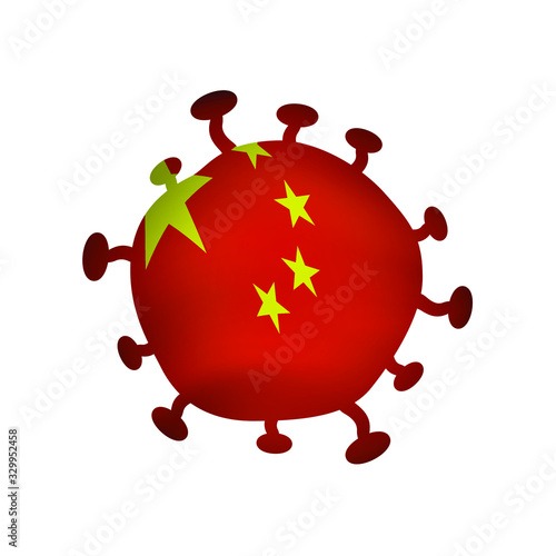 Coronavirus, Covid-19 with China flag vector, Disease crisis.