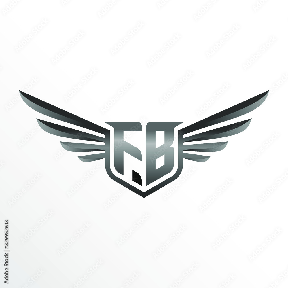 Obraz premium Initial Letter FB with Wings