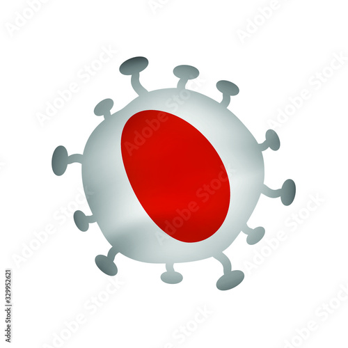 Coronavirus, Covid-19 with Japan flag vector, Disease crisis.