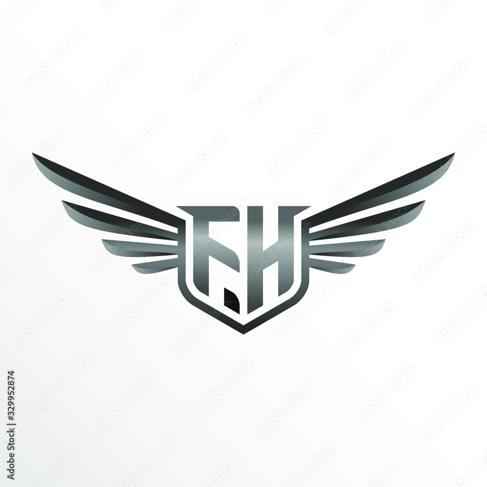 Initial Letter FH with Wings