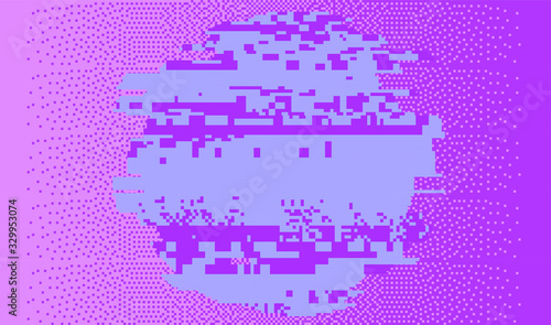 Computer screen with glitched pixels and noise. Abstract background in pastel color tones.