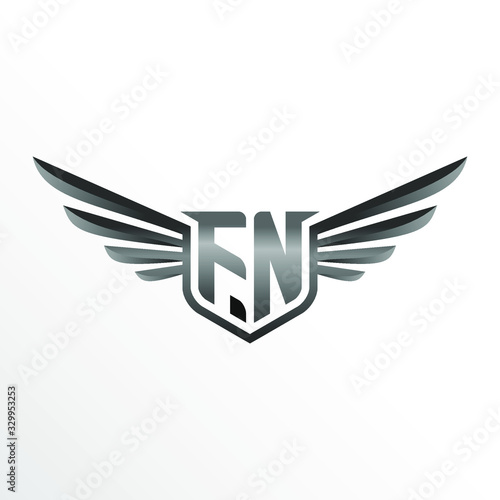 Initial Letter FN with Wings