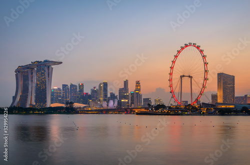 Singapore, 2019 - Fun never sleep life on Marina Bay, iconic buildings and attractions of the Lion city, must see touristic tour. Marina Bay Sands, Singapore Flyer, Art Science Museum © Huntergol