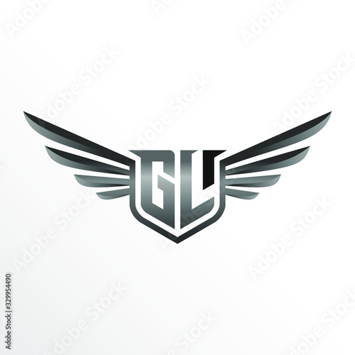 Initial Letter GL with Wings