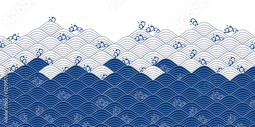 海　波　和紙　背景