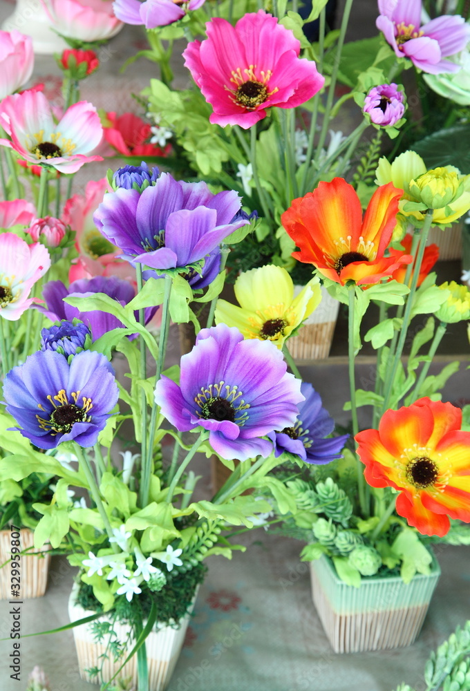 Obraz premium Close up of artificial flower bouquet.