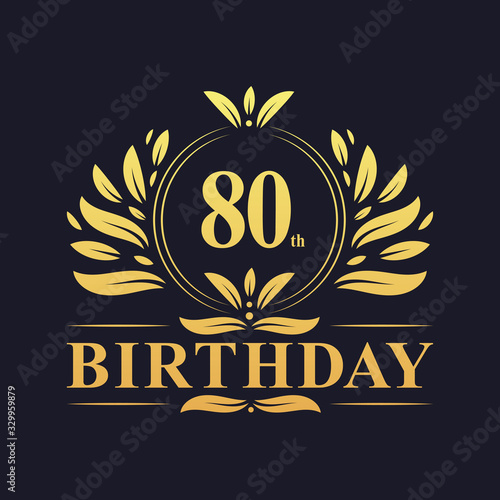 Luxury 80th Birthday Logo, 80 years celebration.