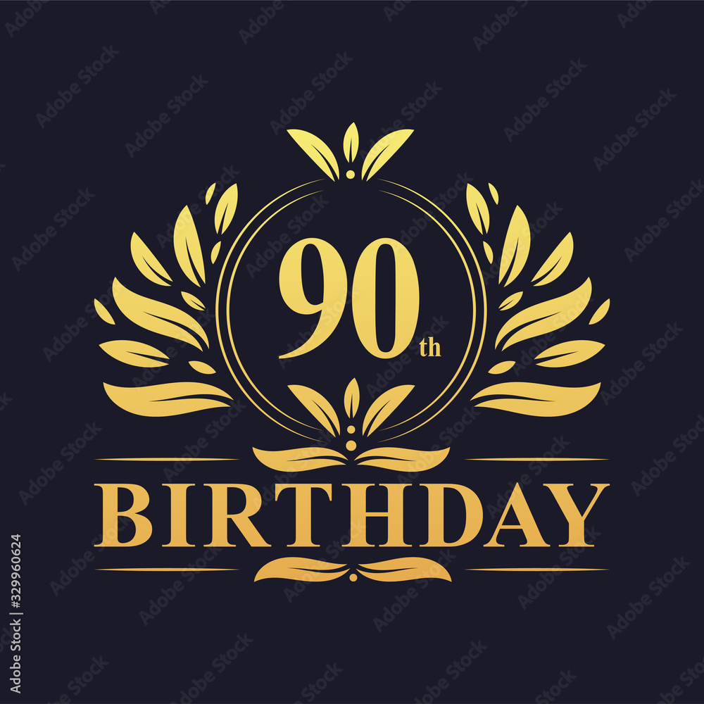 Luxury 90th Birthday Logo, 90 years celebration. Luxury 90th Birthday Logo, 90 years celebration.