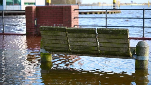 Bremer Weserpromenade has been hit by floods and a strong storm photo