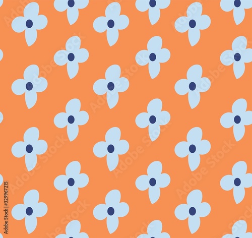 orange and blue 70s floral seamless vector pattern editable and separable 