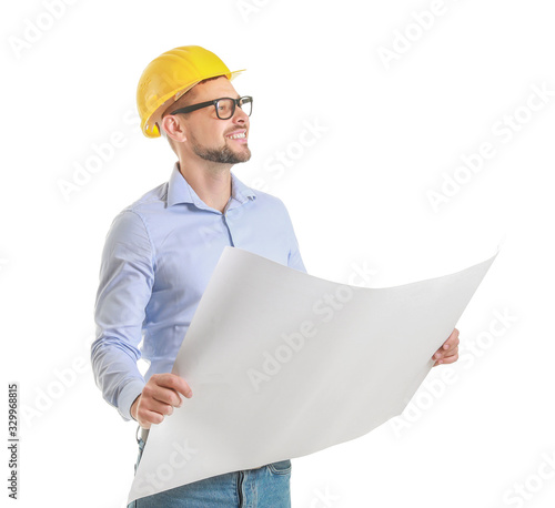 Male engineer with drawing ...