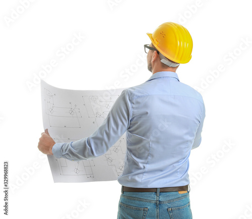 Male engineer with drawing ...