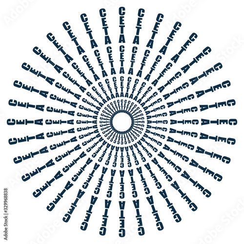CETA - Comprehensive Economic and Trade Agreement. Europe and Canada association. Trade union. Brochure or circle frame design.