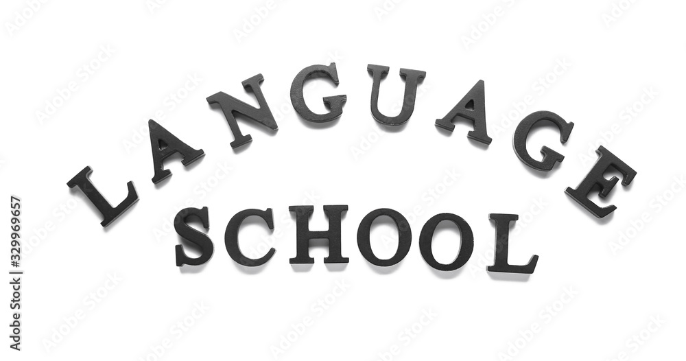 Text LANGUAGE SCHOOL on white background Text LANGUAGE SCHOOL on white background