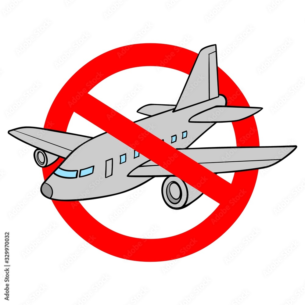Flight Ban Sticker Flight Ban - A cartoon illustration of a Flight Ban Sign. Stock Vector ...