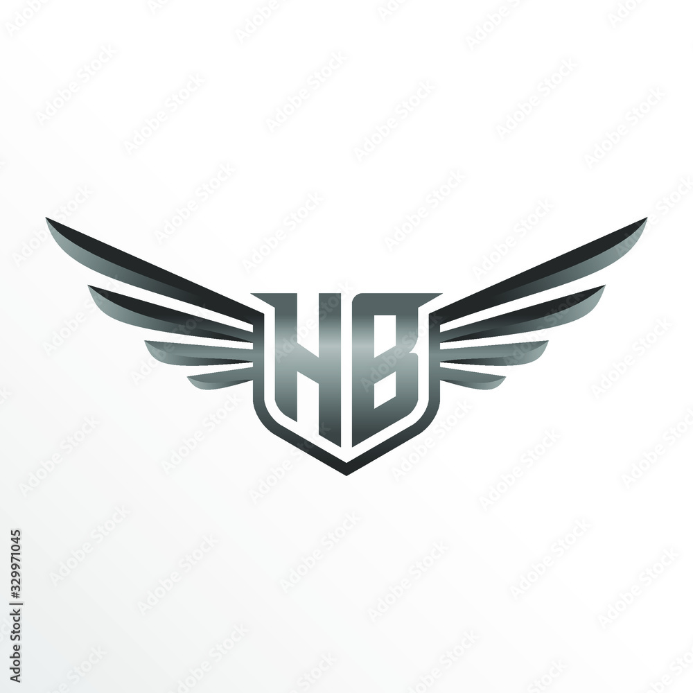 Obraz premium Initial Letter HB with Wings