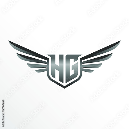 Initial Letter HG with Wings