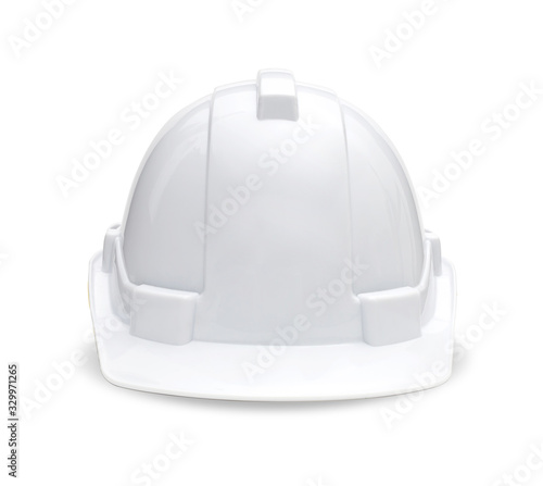 Front Plastic safety helmet isolated on white background. with clipping paths.