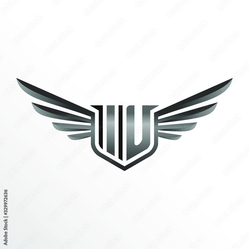 Initial Letter IU with Wings Initial Letter IU with Wings
