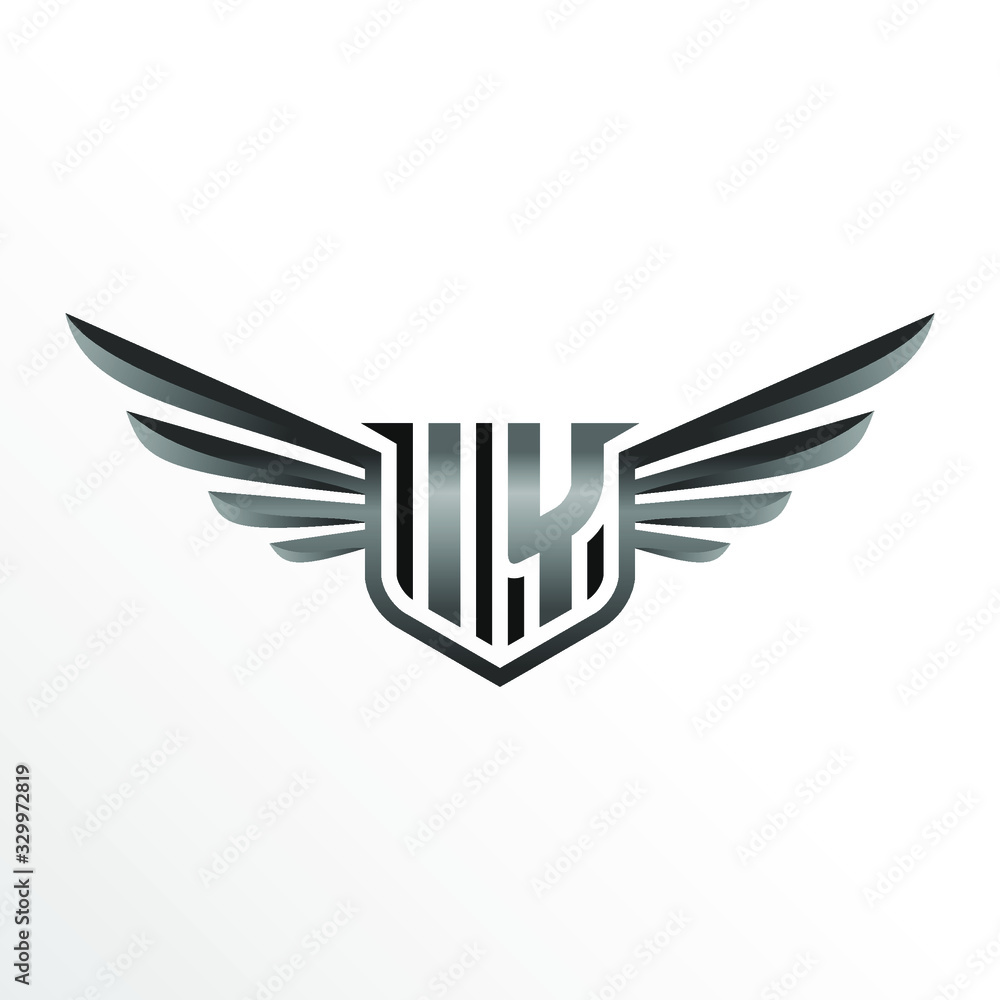Initial Letter IY with Wings Initial Letter IY with Wings