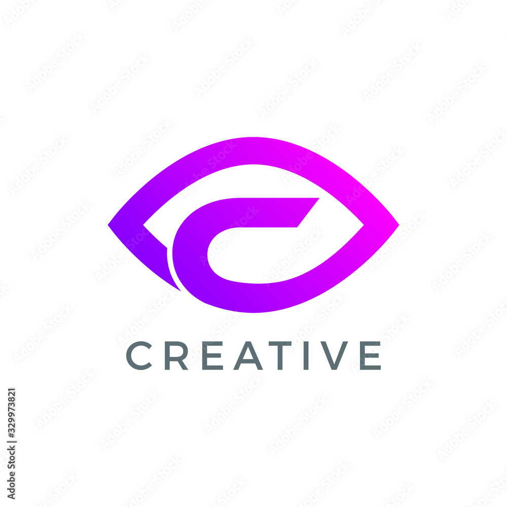 Eye Letter C Logo. C Letter Design Vector with Eye Eye Letter C Logo. C Letter Design Vector with Eye