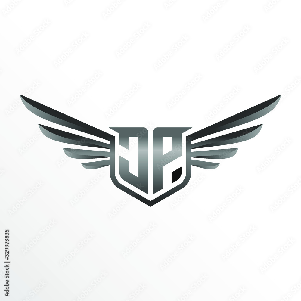 Obraz premium Initial Letter JP with Wings