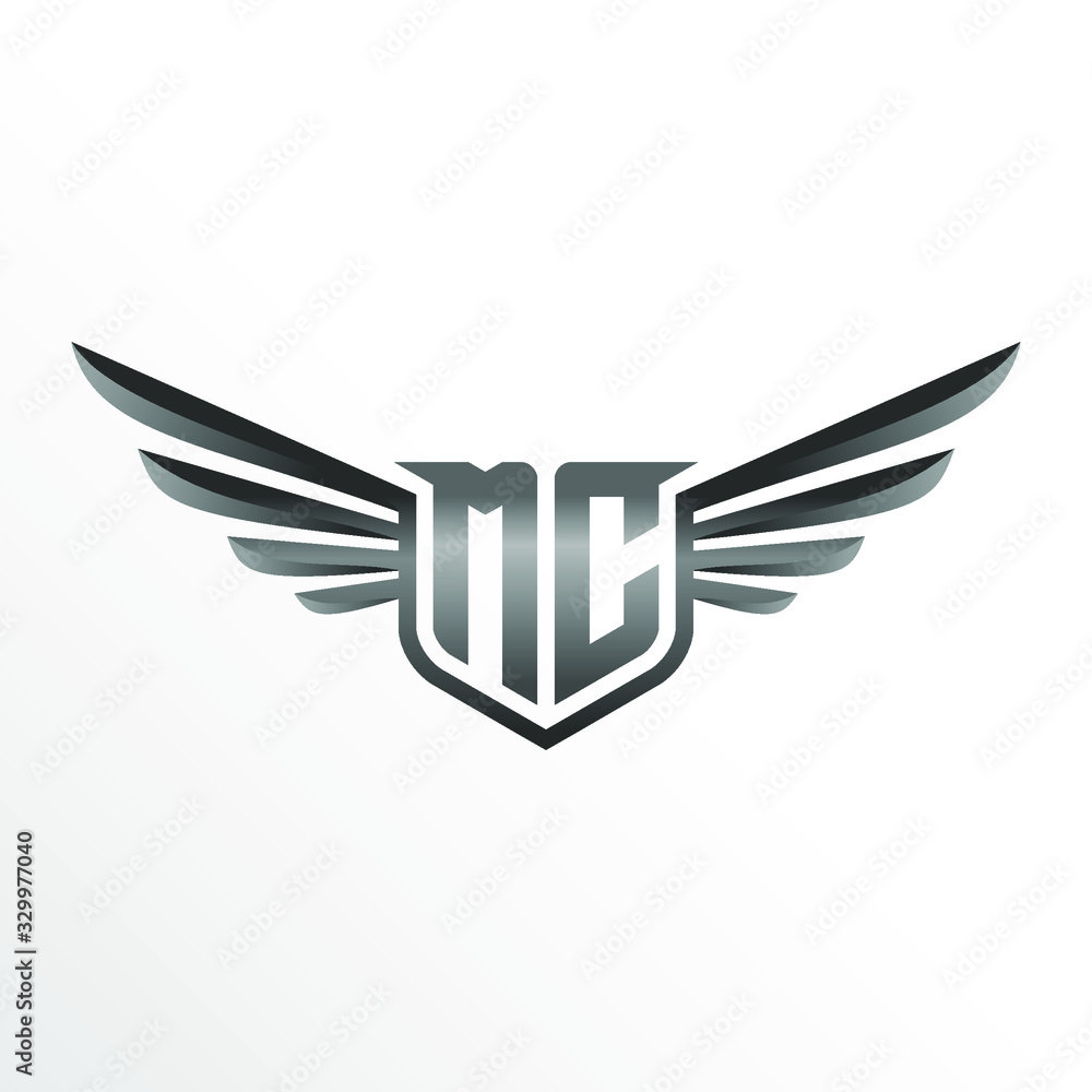 Initial Letter MC with Wings Initial Letter MC with Wings