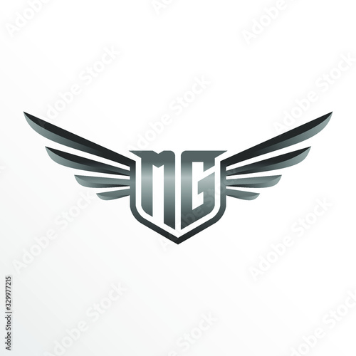 Initial Letter MG with Wings