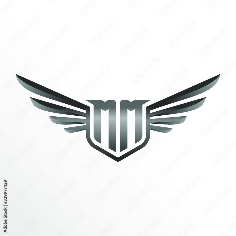 Initial Letter MM with Wings Initial Letter MM with Wings